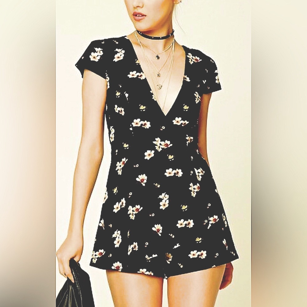 Floral Zip-Up Skort Romper